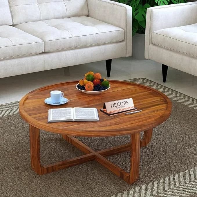 Round Solid Sheesham Wood Coffee Table