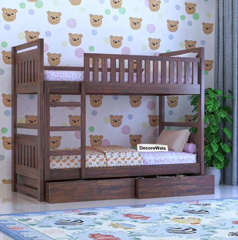 Timblyn Solid Sheesham Wood Bunk Bed (Drawer Storage)