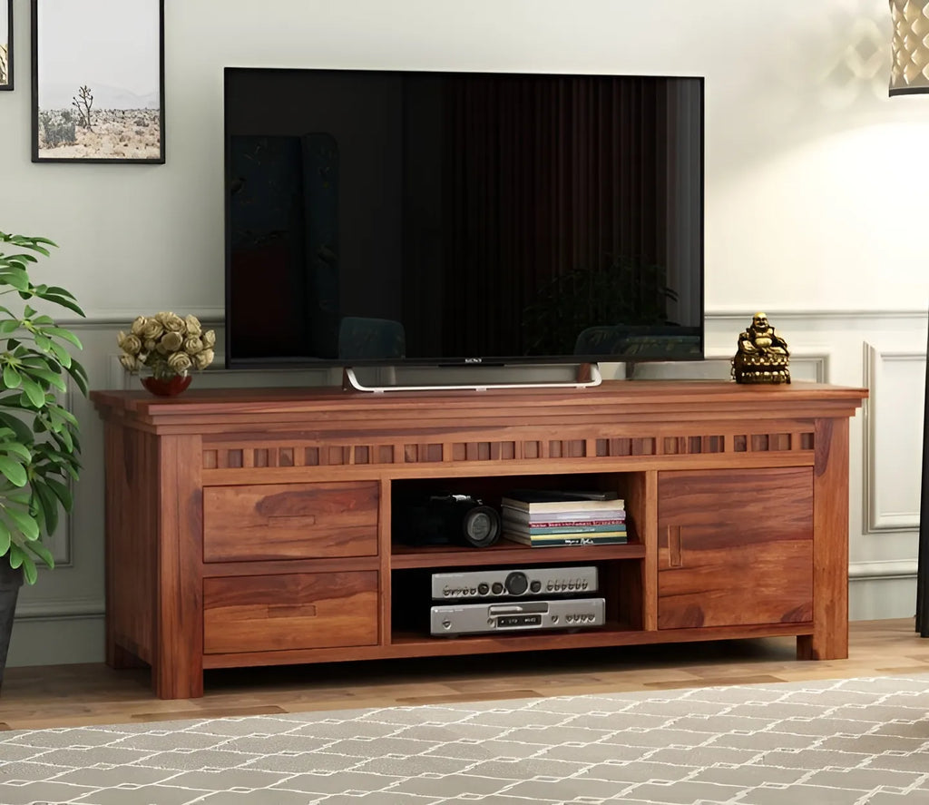 Adolph Sheesham Wood Tv Unit with Open & Close Storage