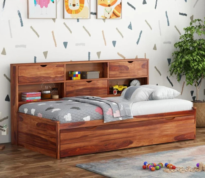 Noko Elegant Solid Wood Trundle Bed for Kids