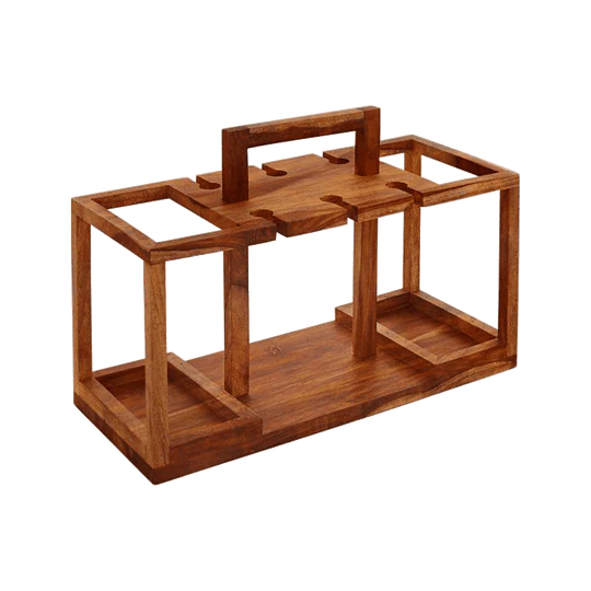 Solid Wood Basket Bar Trolley for Bed & Garden