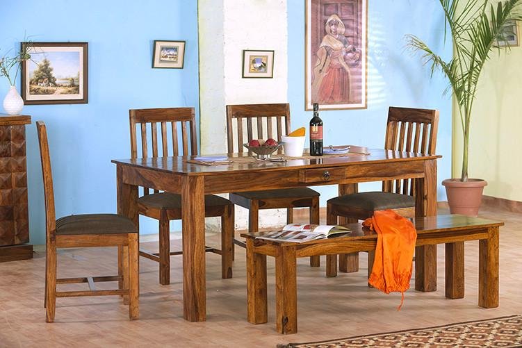 Solid Wood Turner Dining Set ( With Bench & Drawers )