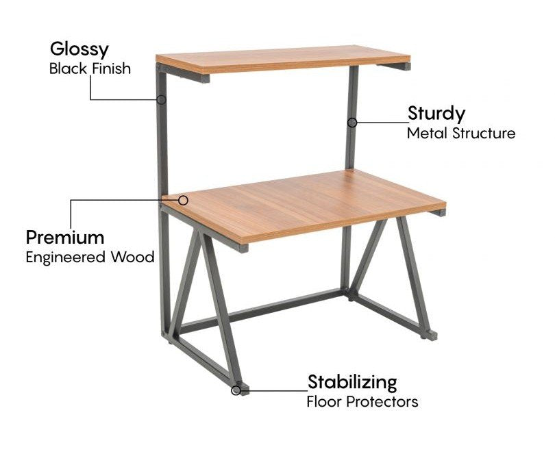 Ascot Engineered Wood Microwave Stand With 2 Tier Kitchen Organizer Storage