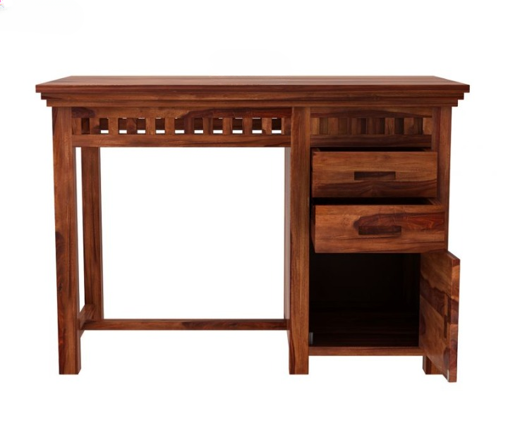 Glosswood Study Table with Two Drawers and Cabinet