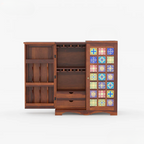 MealAura Bar Cabinet Solid Wood Modern Style