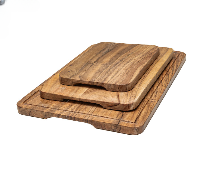 Slicora Wood Handcrafted Non Slip Chopping Board For Kitchen - (Set of 3)
