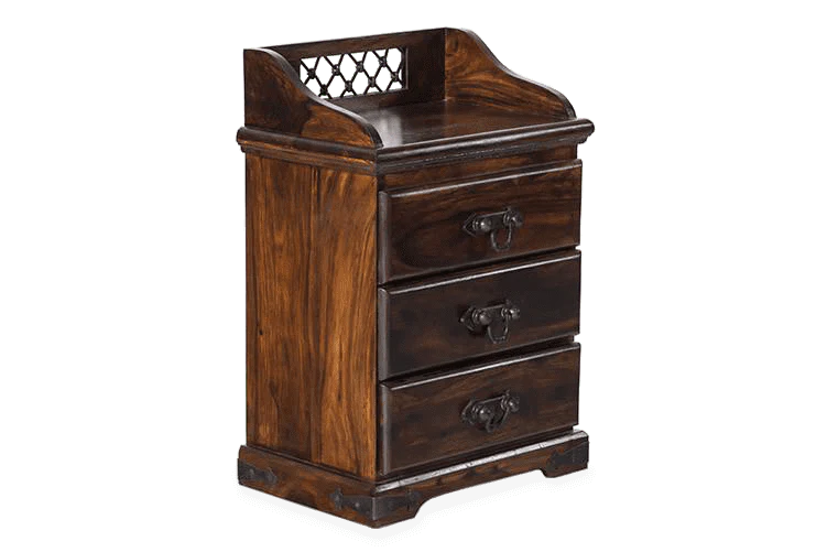 Solid Wood Jali 3 Drawer Bedside