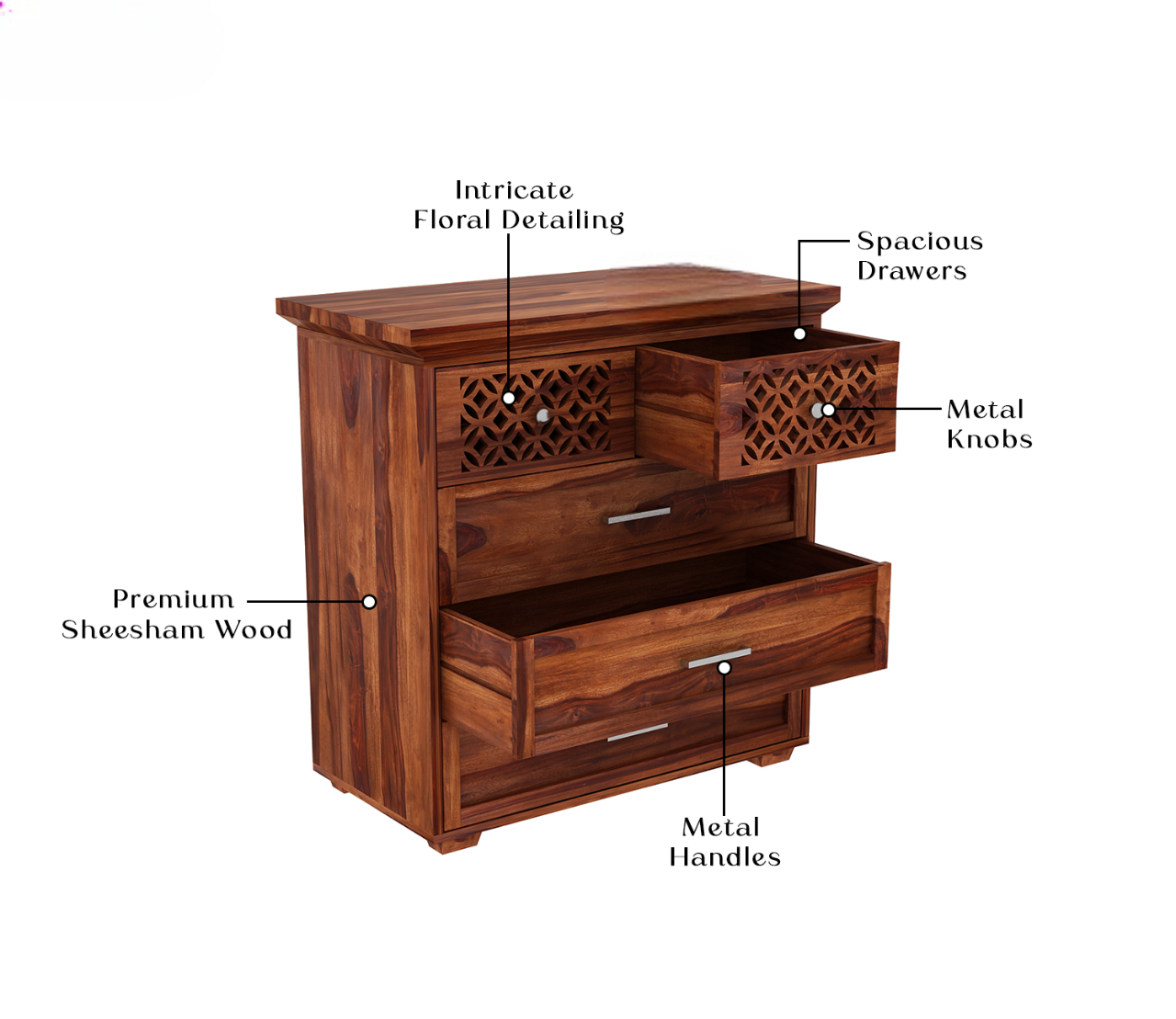 Cambrey 5-Drawer Wooden Chest Of Drawers