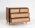 Boston Solid Wood Rattan Cane Chest of Drawer Four Drawer