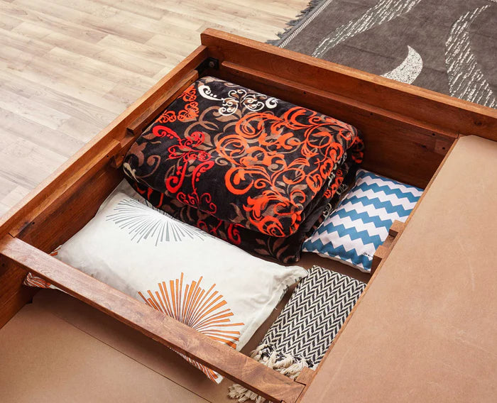 Boston Solid Wood Rattan Cane Storage Box Bed