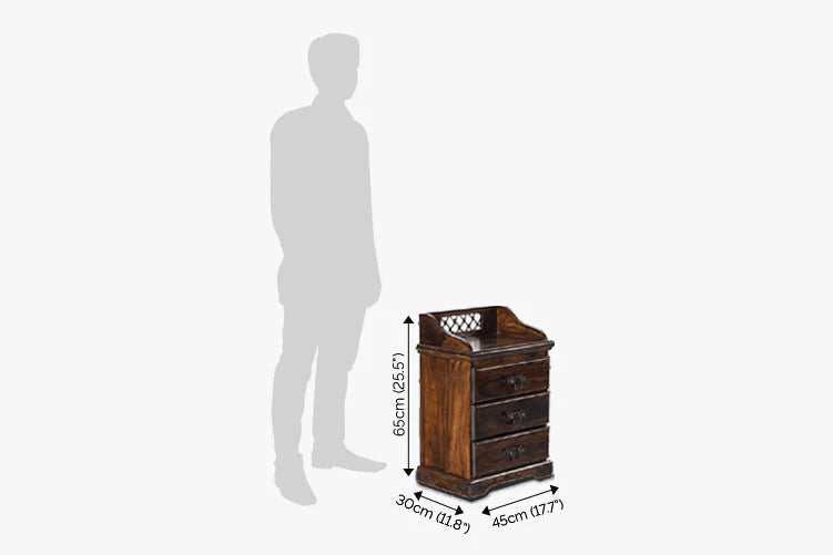 Solid Wood Jali 3 Drawer Bedside
