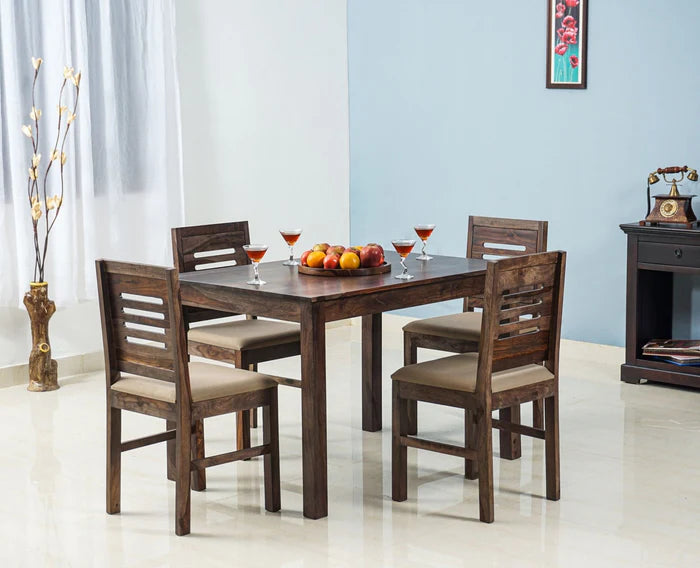 Jaipur Sheesham Wood 4 Seater Dining Table Set with 4 Chair for Dining Room