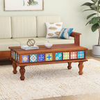PrepLoom Sheesham Wood Coffee Table with Ceramic Tiles