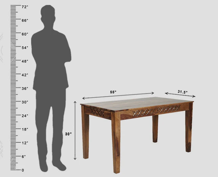 Frankfurt Sheesham Wood 6 Seater Dining Table Set with 4 Chair & 1 Bench for Dining Room