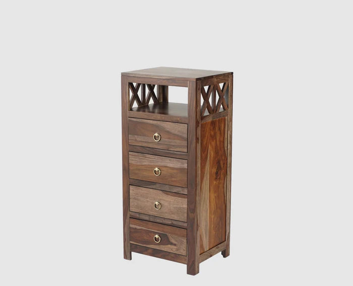 Krishna Solid Wood Tall 4 Drawer Chest Of Drawer