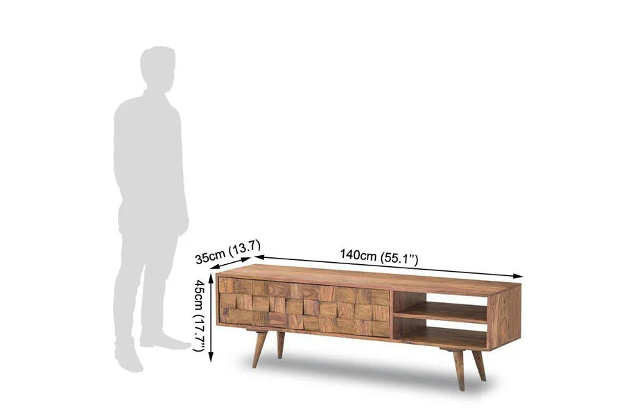 Solid Wood Million Tv Unit with 2 Doors & Shelf
