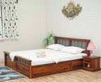 Sweden Solid Wood King Size Bed with Box Storage