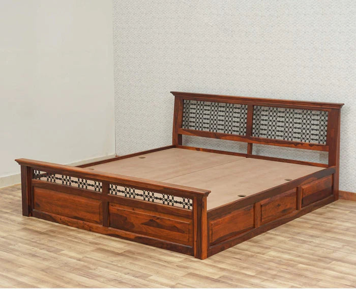 Sweden Solid Wood King Size Bed with Box Storage