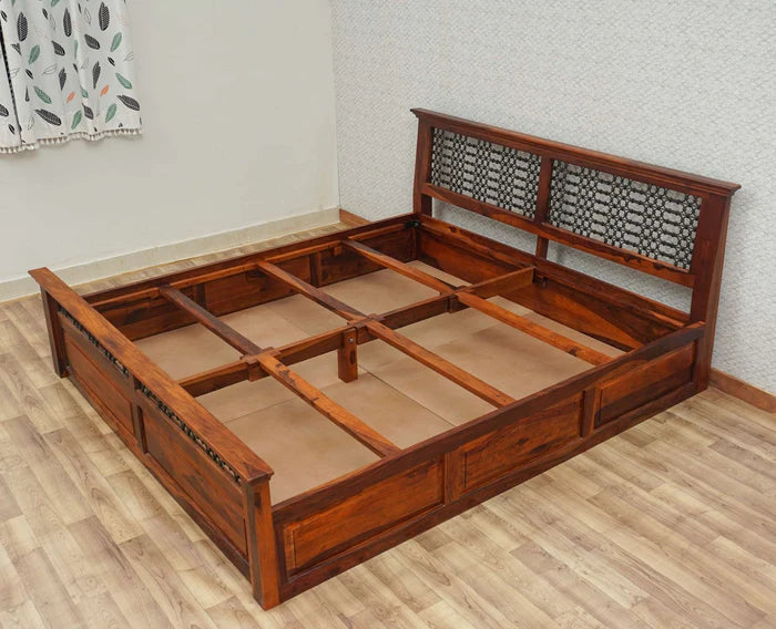Sweden Solid Wood King Size Bed with Box Storage