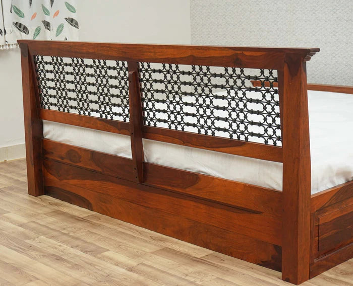 Sweden Solid Wood King Size Bed with Box Storage