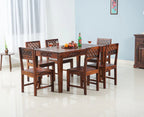 Perth Solid Wood 6 Seater Square Dining Table Set with 6 Chair for Dining Room