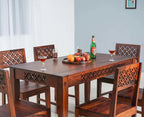 Perth Solid Wood 6 Seater Square Dining Table Set with 6 Chair for Dining Room