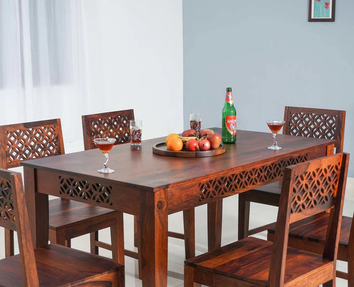 Perth Solid Wood 6 Seater Square Dining Table Set with 6 Chair for Dining Room