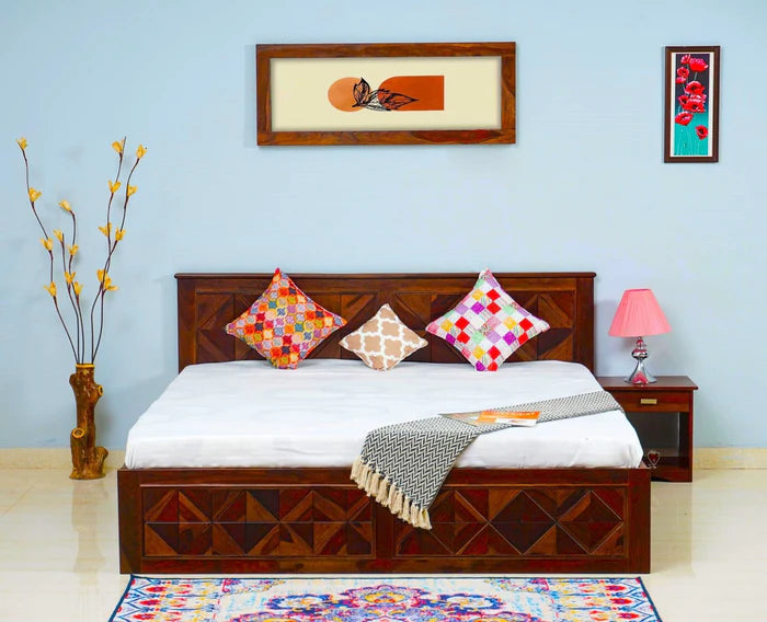 Singapore Solid Wood King Size Bed with Box Storage