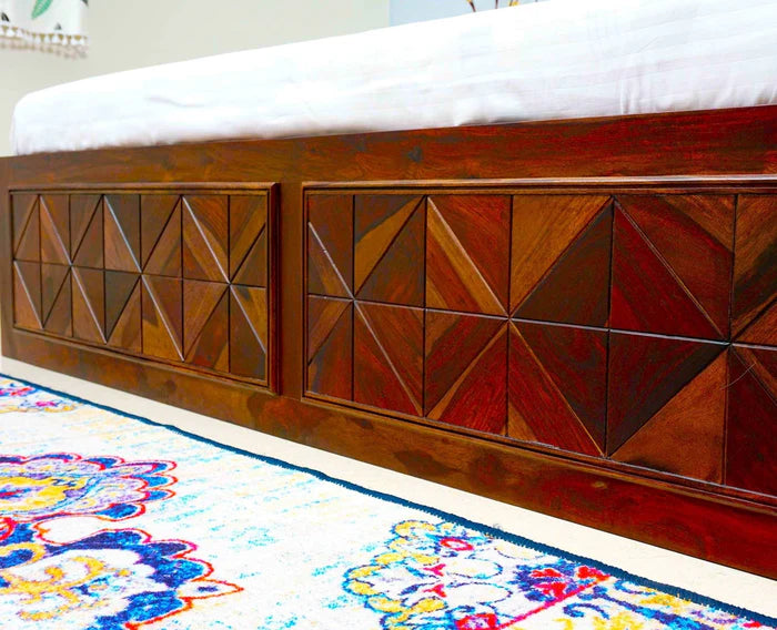 Singapore Solid Wood King Size Bed with Box Storage