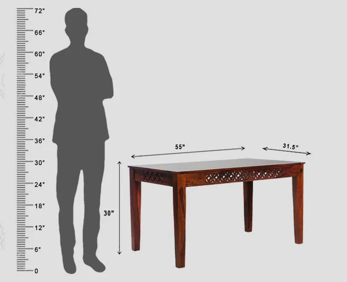 Perth Solid Wood 6 Seater Square Dining Table Set with 6 Chair for Dining Room
