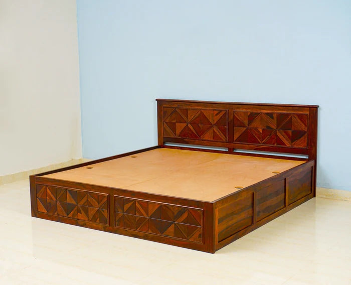 Singapore Solid Wood King Size Bed with Box Storage