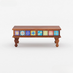 PrepLoom Sheesham Wood Coffee Table with Ceramic Tiles