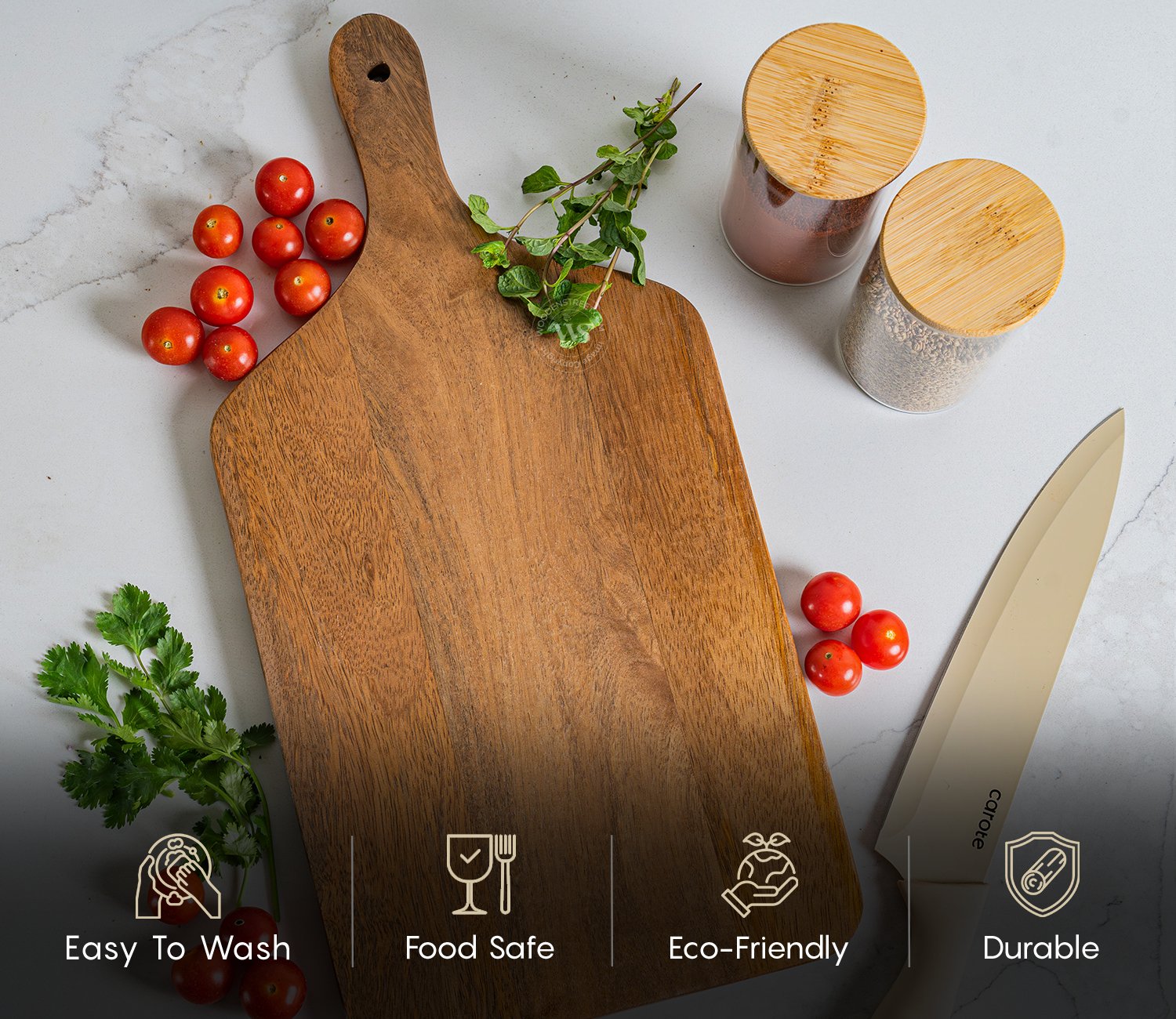 Naturaft Natural Mango Wood Handcrafted Non Slip Chopping Board