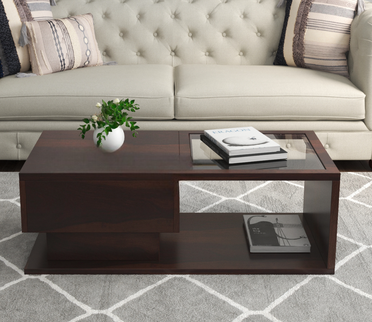 Arena Solid Wood Coffee Table 1 Drawer