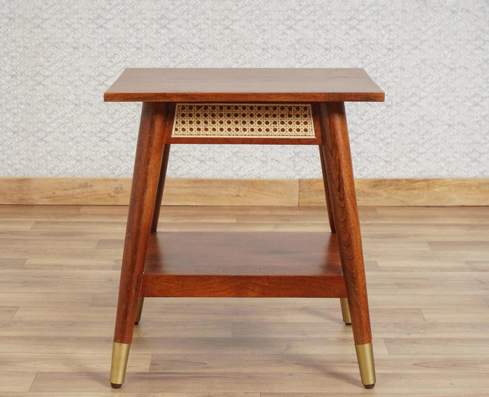 Boston Solid Wood Rattan Cane End Table