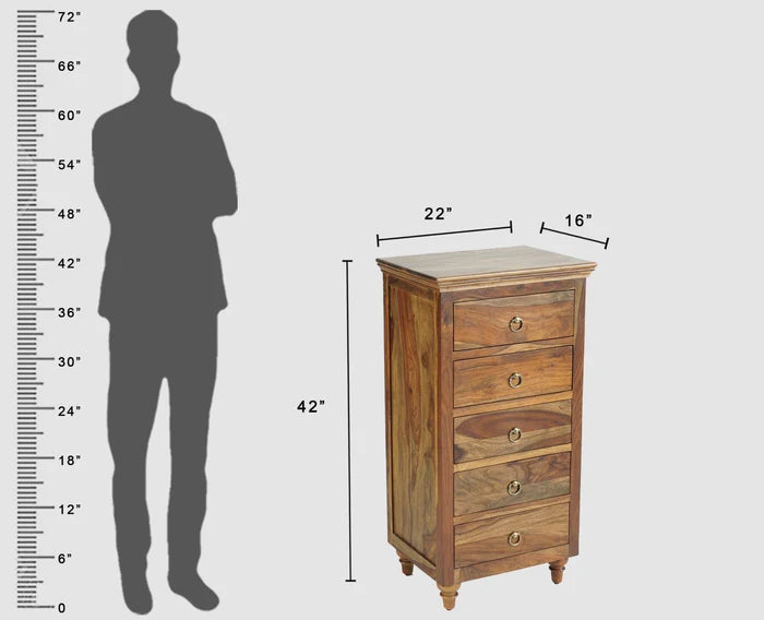 Belgium Sheesham Wood Tall Chest Of Drawer