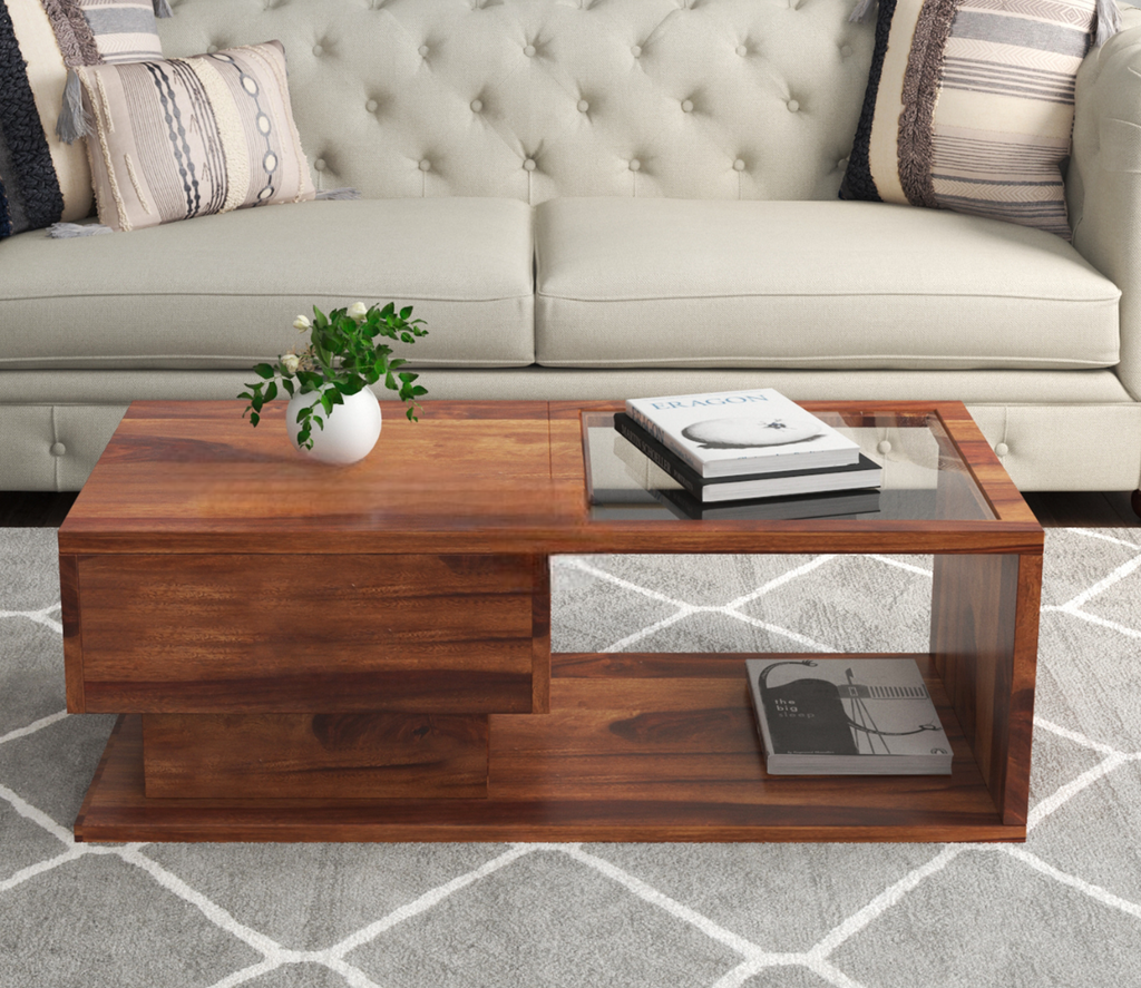 Arena Solid Wood Coffee Table 1 Drawer