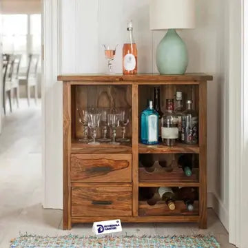Jaipur Solid Sheesham Wood Wine Display Unit