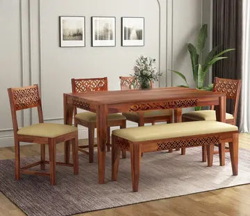 Cambrey 6 Seater Cushioned Dining Set With Bench