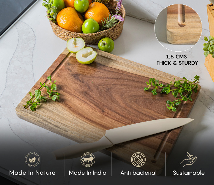 Naturaft Mango Wood Handcrafted Non Slip Chopping Board