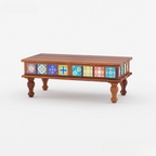 PrepLoom Sheesham Wood Coffee Table with Ceramic Tiles