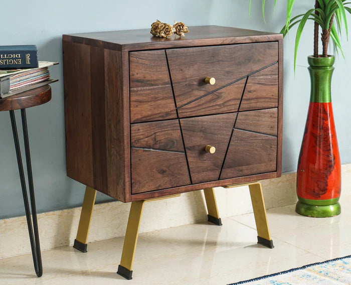 Barcelona Solid Wood Two Drawer Bedside Table