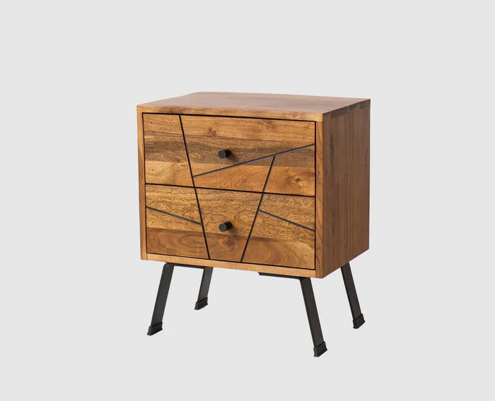 Barcelona Solid Wood Two Drawer Bedside Table
