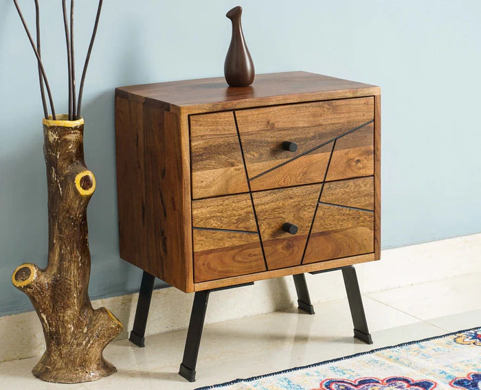 Barcelona Solid Wood Two Drawer Bedside Table