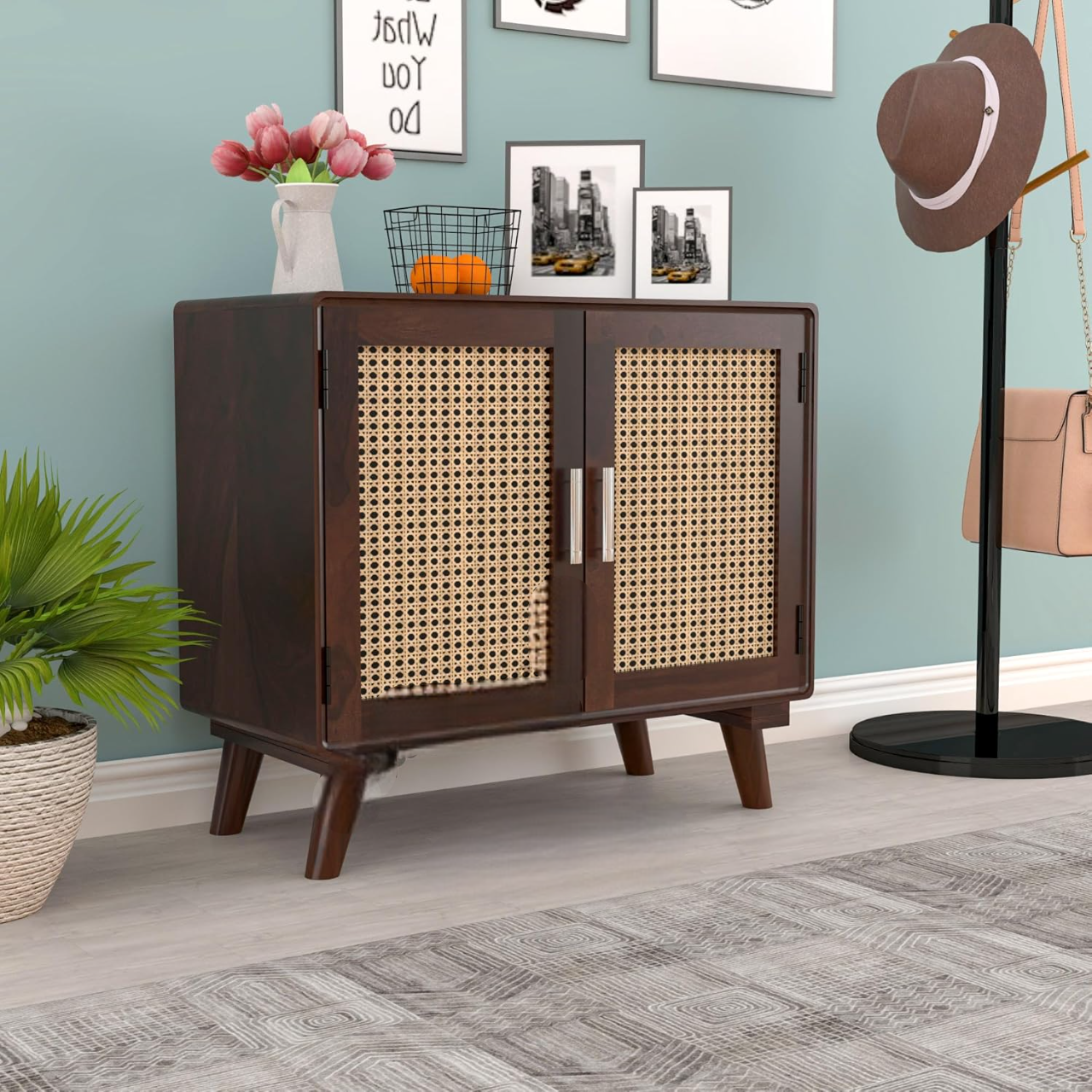 Cabinet with 2 Door & 2 Shelves Storage Cabinet