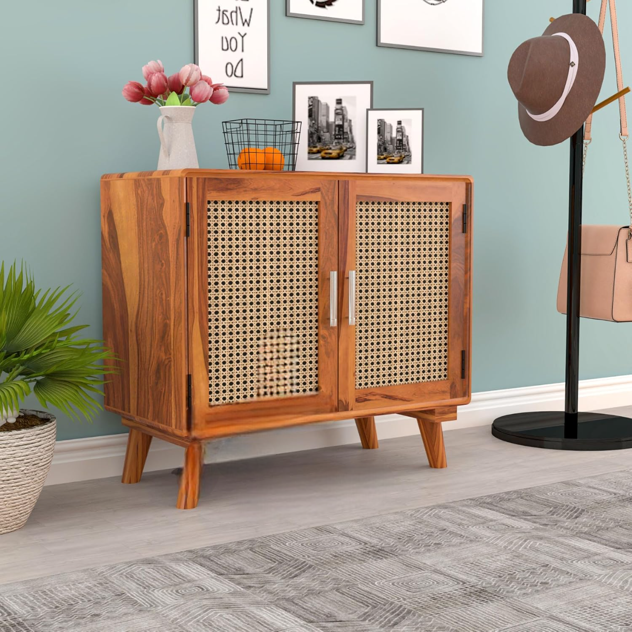 Cabinet with 2 Door & 2 Shelves Storage Cabinet