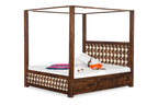 Solid Wood Luxury Poster Bed with Hydraulic Storage
