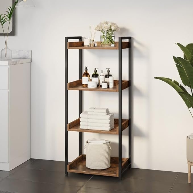 Rack Metal & Wood Book Shelf | Metal Frame Modern Book Shelf Rack