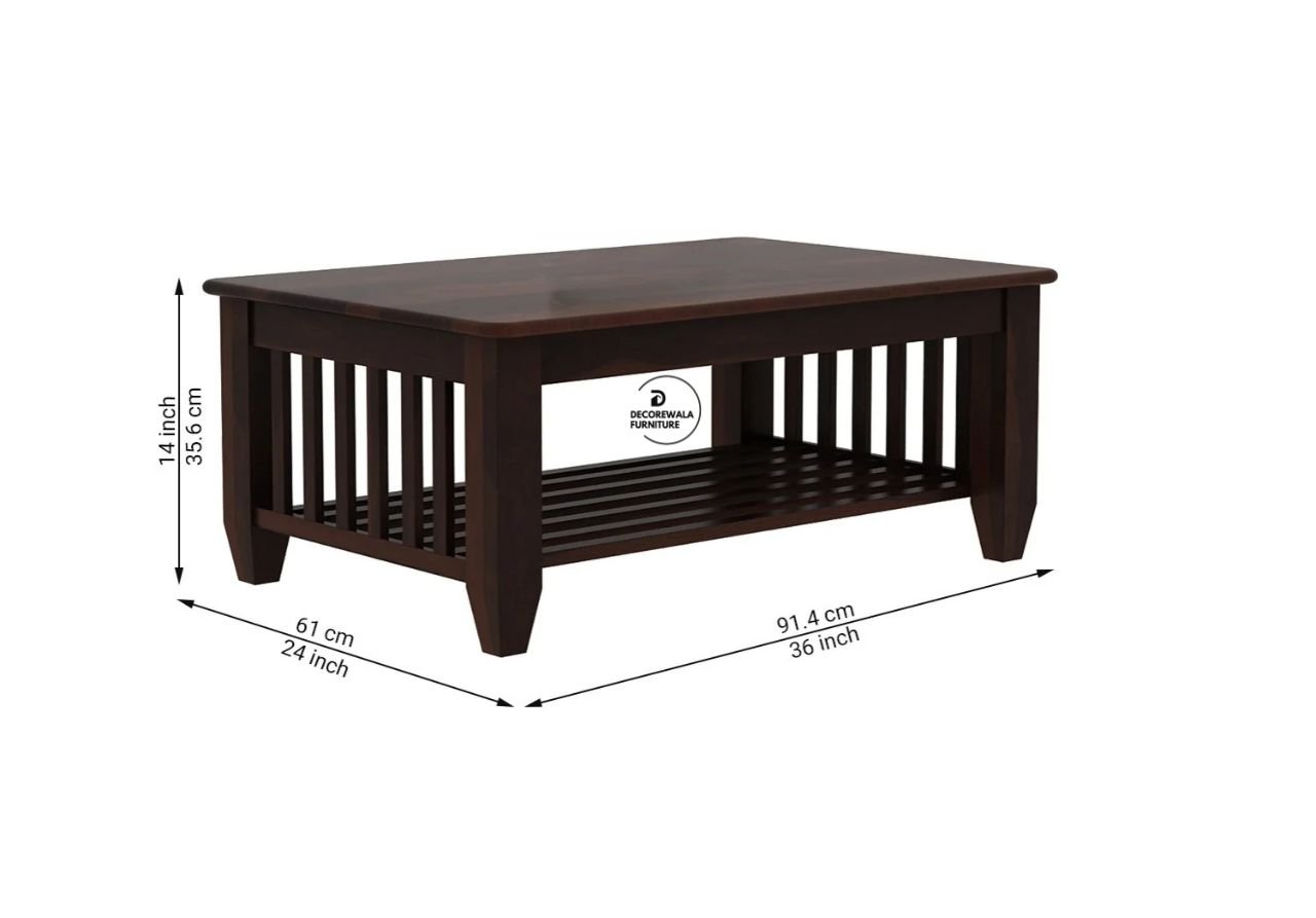 Quartz Sheesham Wood Coffee Table with Open Storage