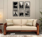 Gleamira 3 Seater Sheesham Wood Sofa With Cane and Brass Detailing